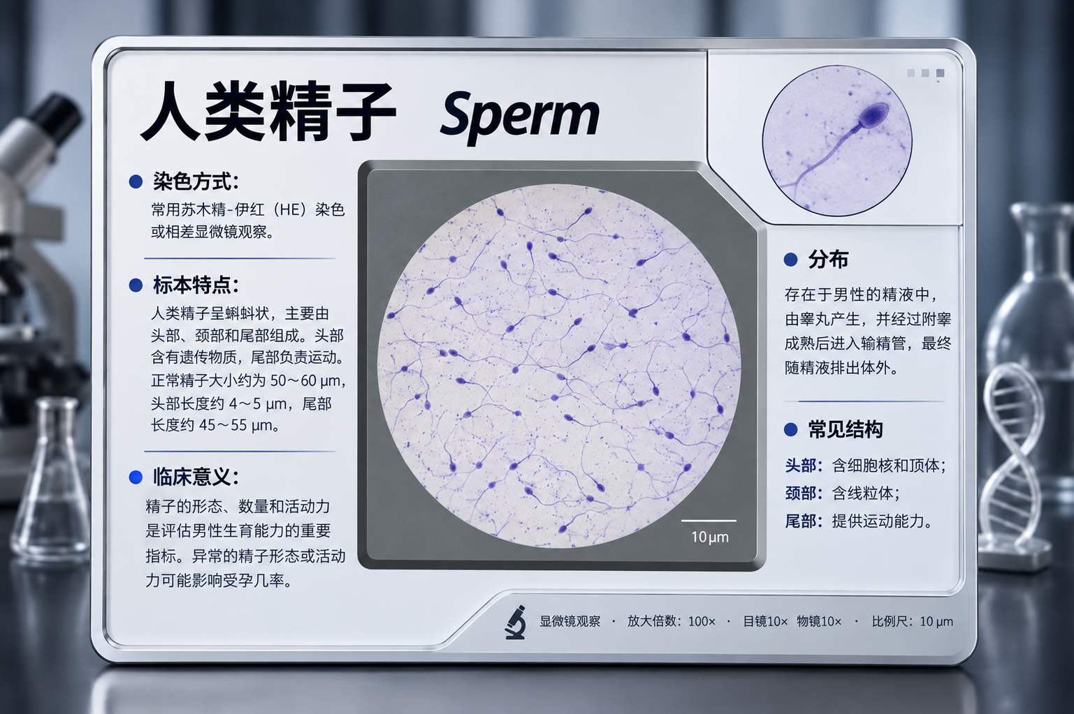精子、健康精子、精子显微镜图