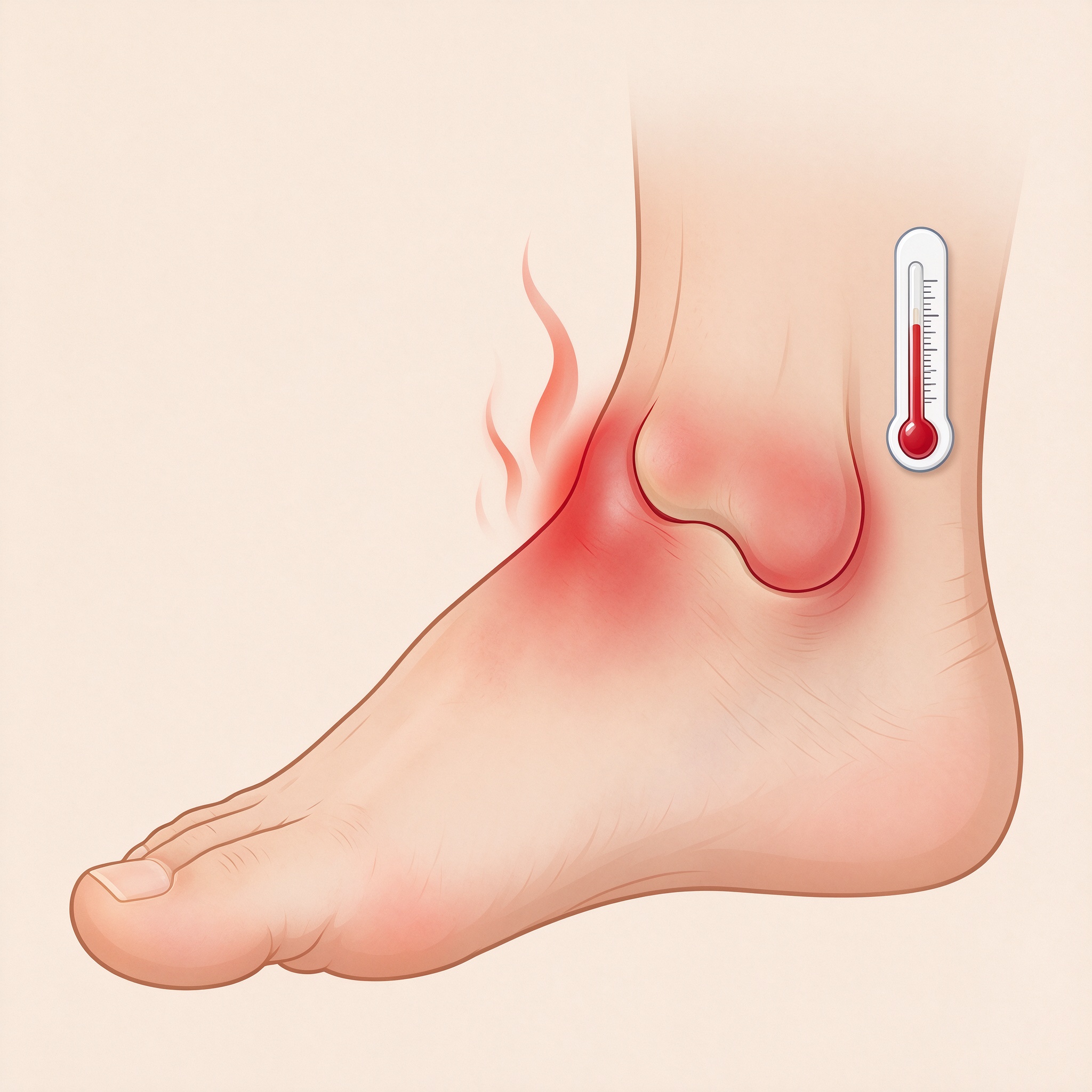 Illustration of a red, swollen big-toe joint during a gout attack