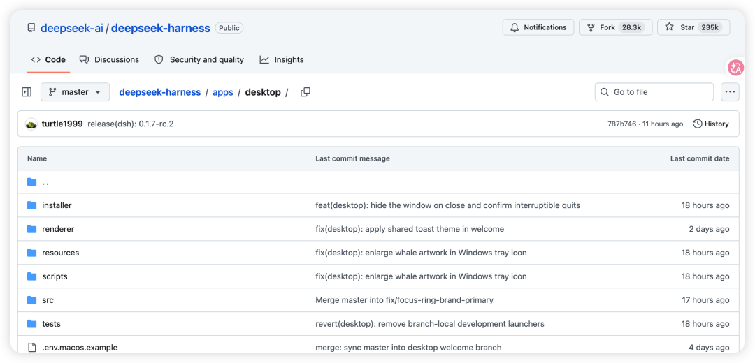 GitHub deepseek-ai/deepseek-harness repository apps/desktop directory listing