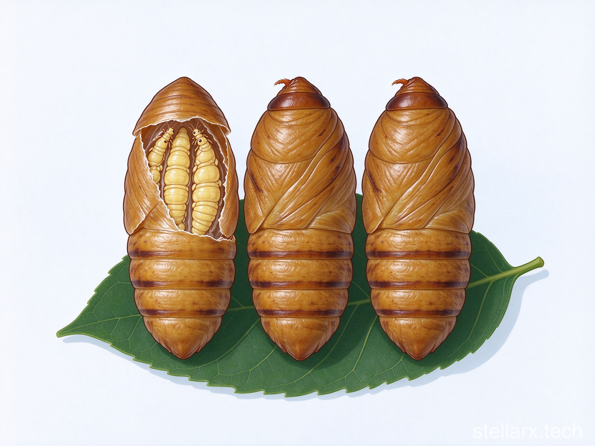 Illustration of tussah silkworm pupae, the ideal incubator