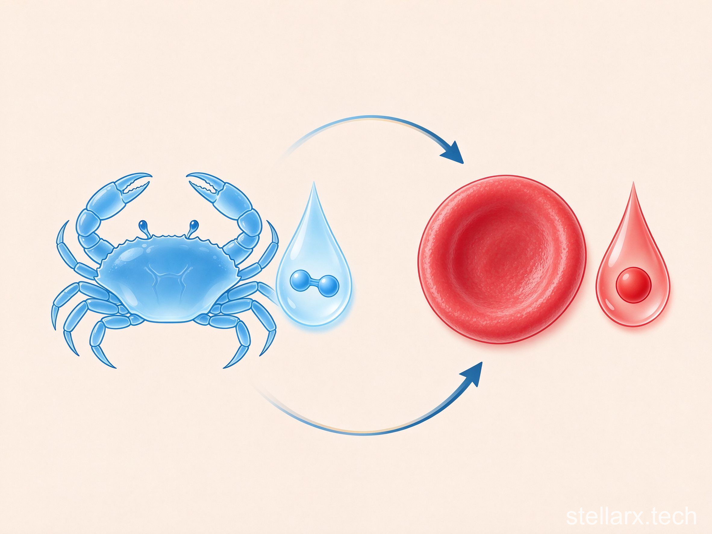 Hemocyanin and hemoglobin comparison — copper-based blue crab blood vs iron-based red blood cell