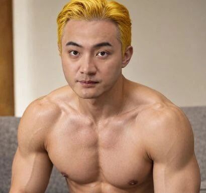 "黄头发肌肉孙宇晨上半身肖像图 网红表情包".webp